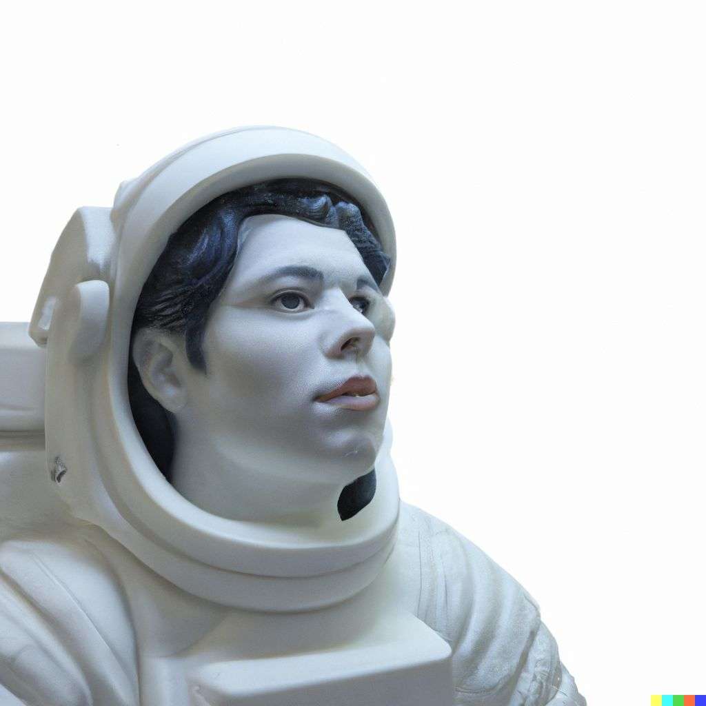 an astronaut, marble sculpture